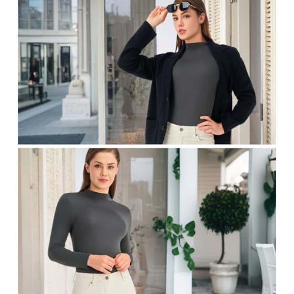 DAVID ARCHY Women's Long Sleeve Modal Soft Bodysuit Going Out Tops for Women