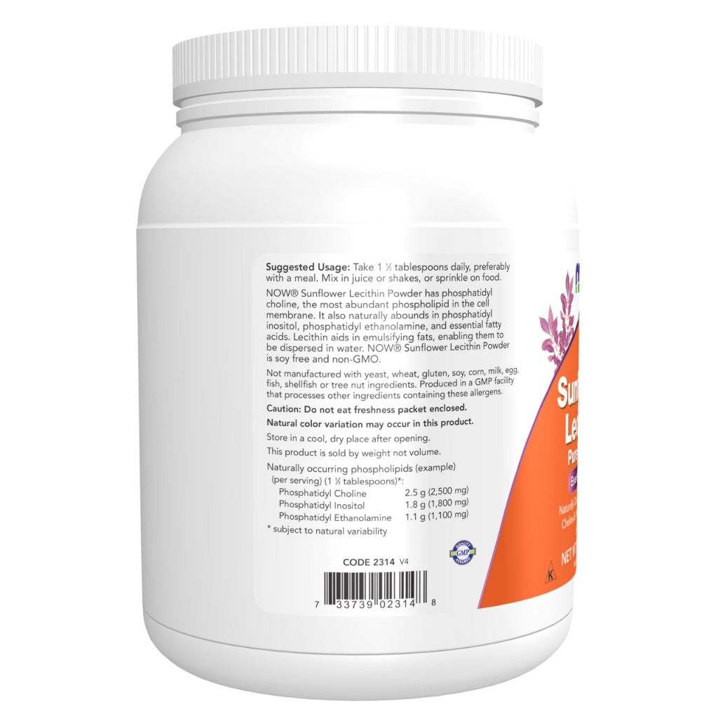 NOW Foods Supplements, Sunflower Lecithin, Powder, 1 Lb