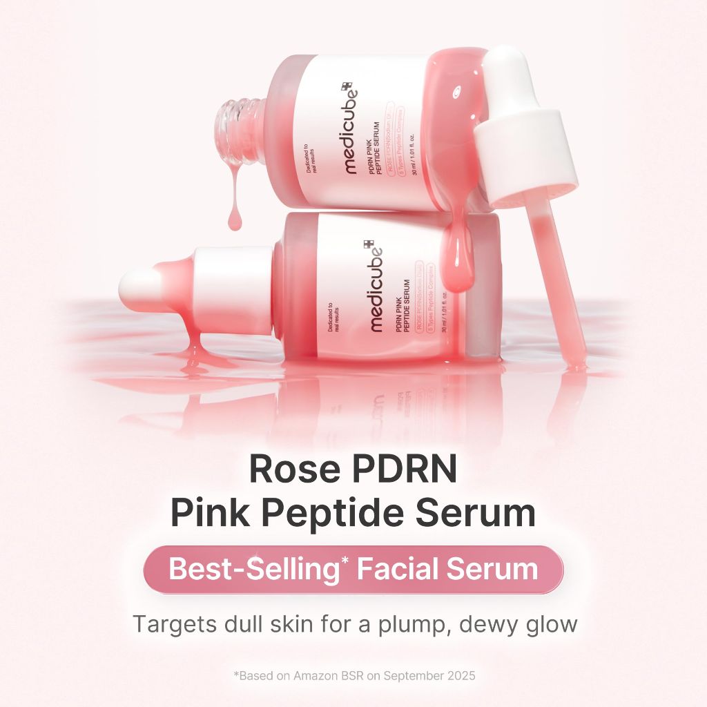 Medicube PDRN Pink Peptide Serum with Rose PDRN | Vegan Pink Glow Serum with Peptides & Niacinamide Korean Skincare, 1.01 fl. Oz