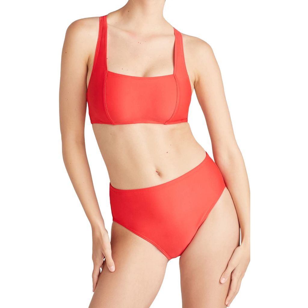 Yummie Women's Gaia Swimsuit Bikini Top, True Red, SZ 12