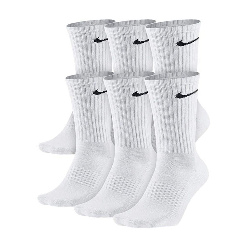 NIKE Unisex Performance Cushion Crew Socks (6 Pairs) White/Black - size Medium