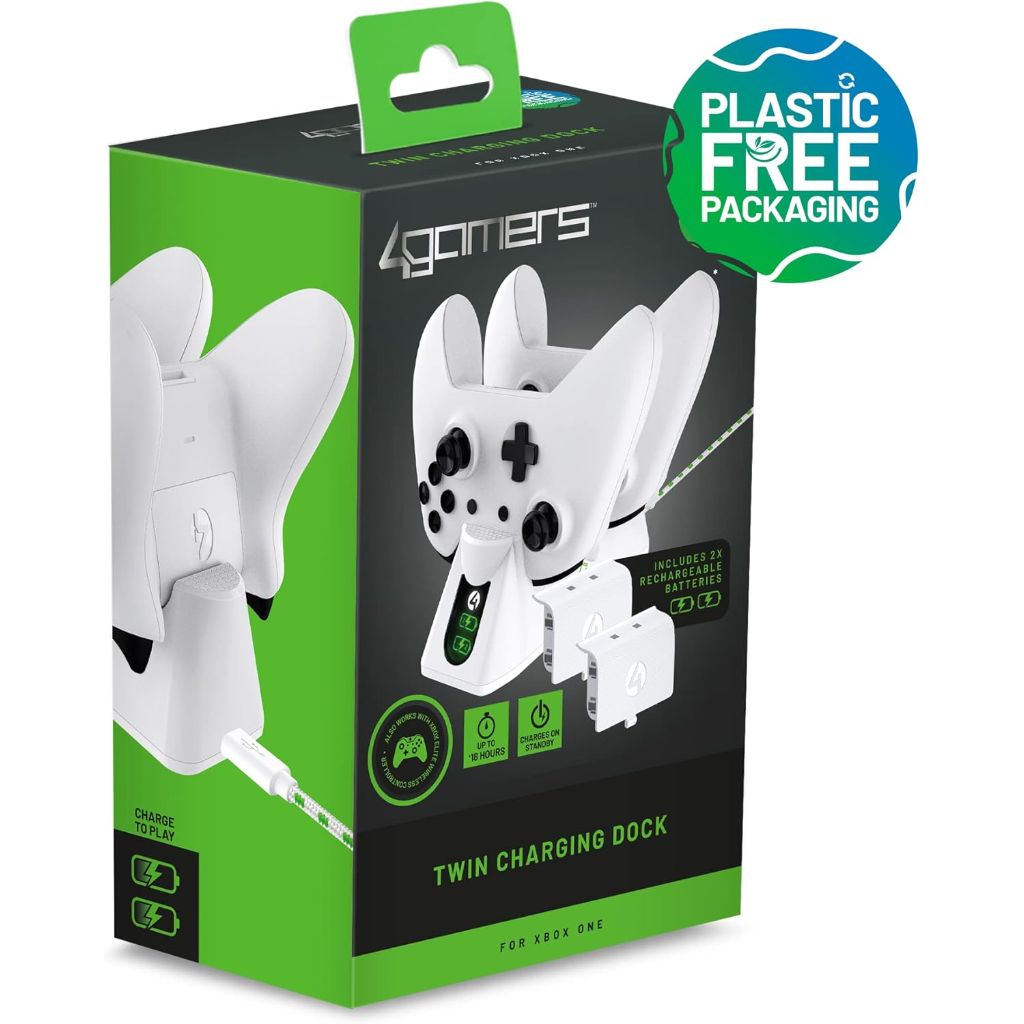 4Gamers SX-C100 Twin Charging Dock with 2 Rechargeable Batteries - Compatible with Xbox One