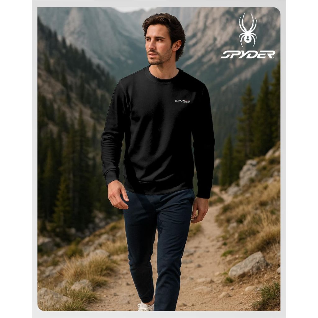 Spyder Mens Crewneck Sweatshirt - Soft Performance Fleece Pullover Sweatshirts for Men - Casual Gym Workout Mens Sweatshirt XXL