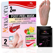 Foot Peel Mask for Dry, Cracked Heels – Exfoliating Callus Remover with Natural Fruit Extracts – Baby Soft Feet in 1 Week – 2 Packs | Strawberry Scent