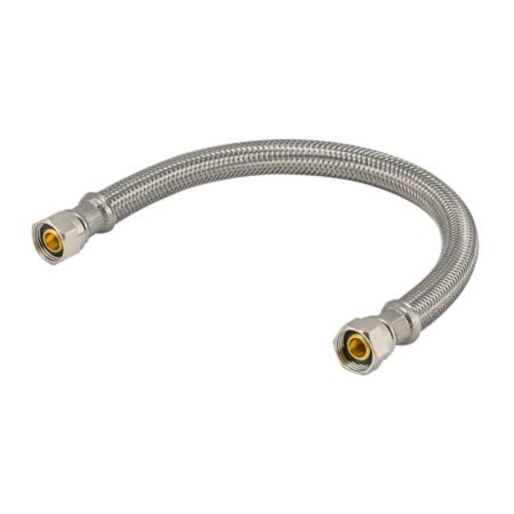 Eastman 16" Steel-Flex Flexible Faucet Connector, 3/8" x 3/8" Compression Connection, Braided Stainless Steel Faucet Supply Line, 48074