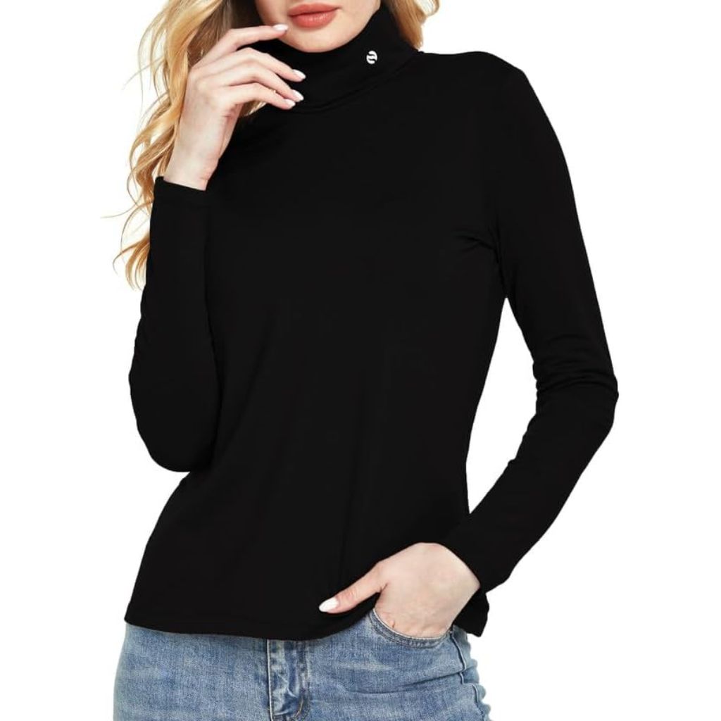 SSLR-Thermal-Shirts for-Women-Turtleneck, Black, X-Large, 2 Pack