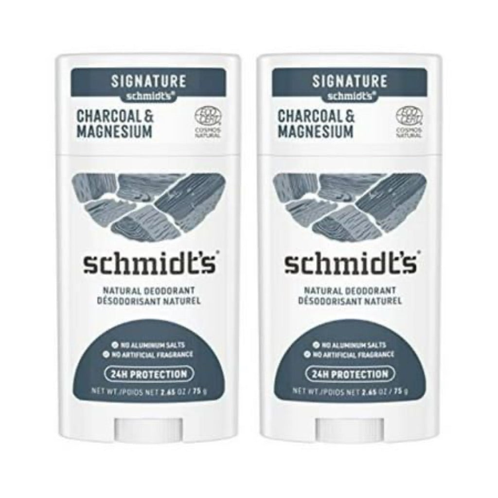 Schmidt's Aluminum-Free Vegan Deodorant Charcoal & Magnesium with 48 Hour Odor Protection - 2 Count
