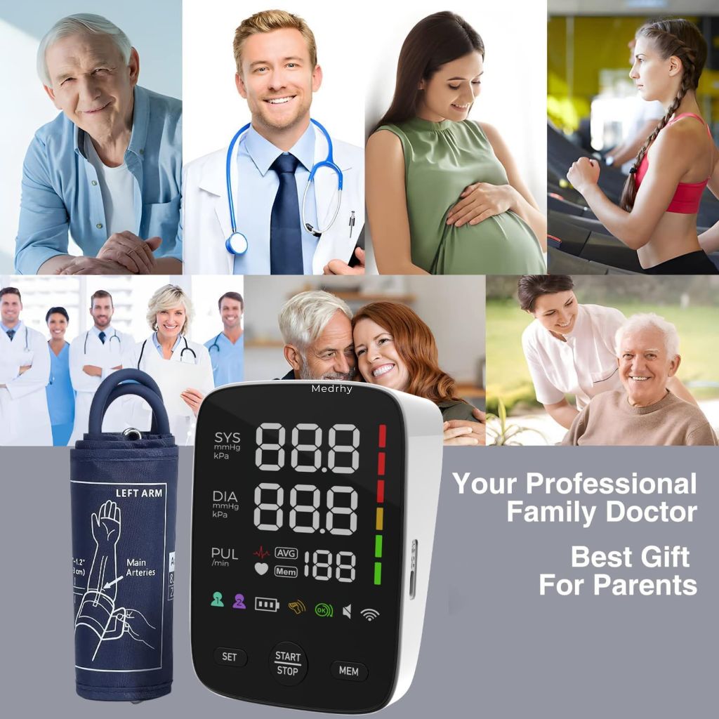 Digital Blood Pressure Machine with Adjustable Cuff | Electric Blood Pressure Monitor for Home Use