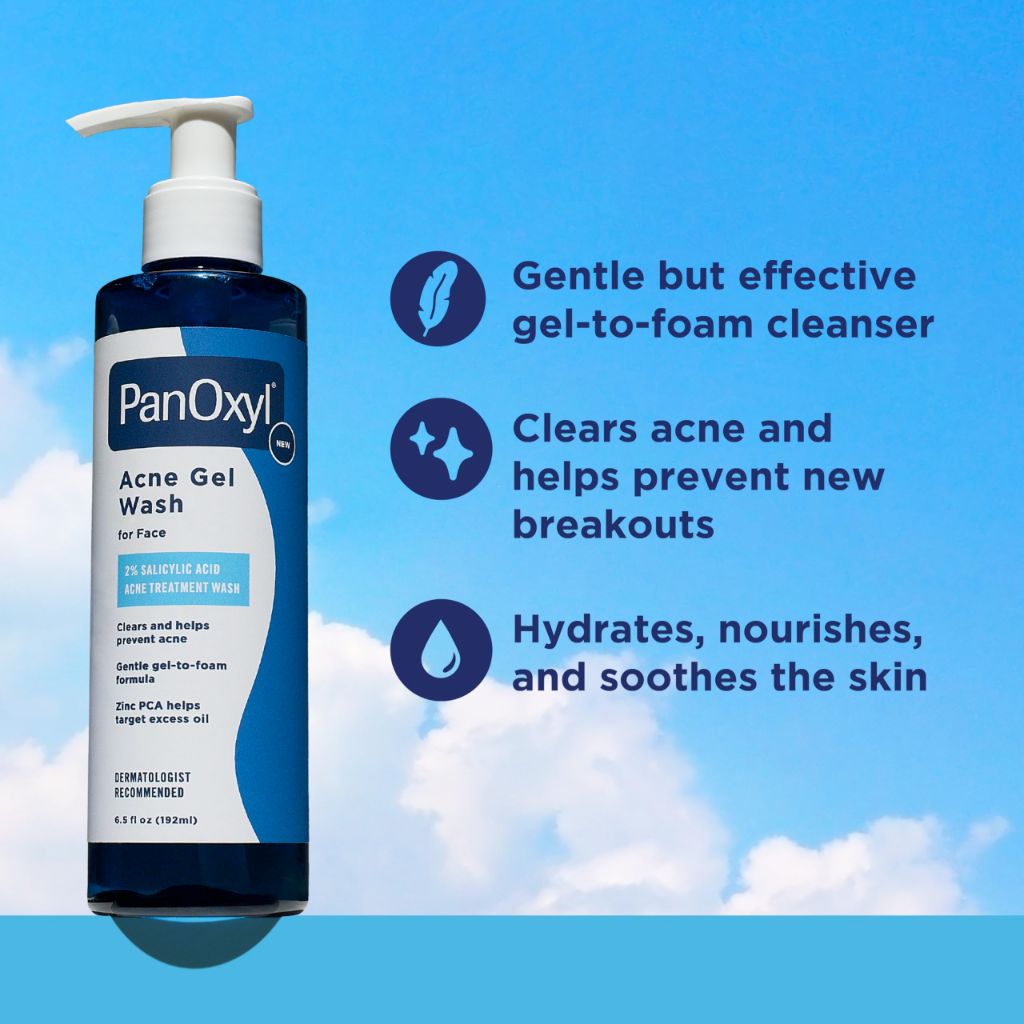 PanOxyl Acne Gel Wash, 2% Salicylic Acid, Moisturizes with Blue Algae and Aloe Vera, 6.5oz