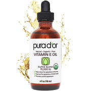 PURA D'OR Organic Vitamin E Oil 70,000 IU for Face, Body, Hair, & Bath - 4 fl. oz.