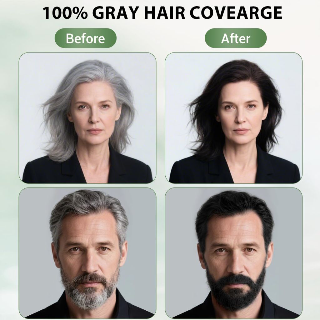 Farndu Black Hair Dye Shampoo , Gray Hair Coverage Herbal Natural 3 in 1 Hair Color Shampoo, Champu para canas