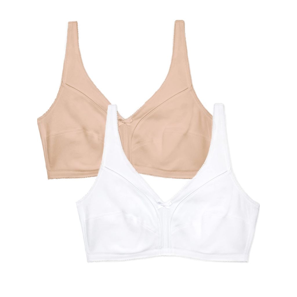 SZ 40B, Fruit of The Loom Women's Seamed Unlined Wirefree Full Coverage Bra, White/Sand