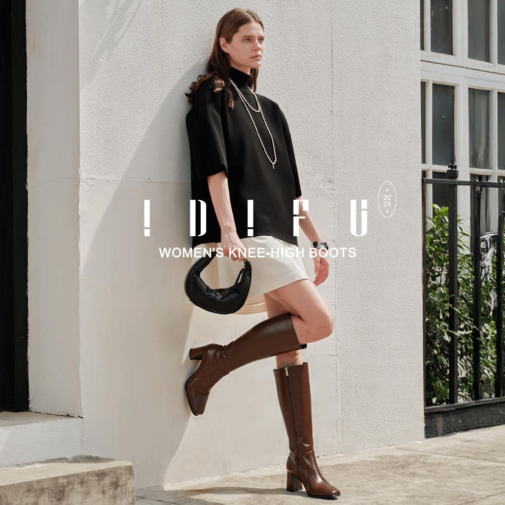 IDIFU Brown Boots for Women Knee High (New Brown Pu, 9)