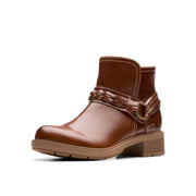 Clarks Collection Women's Hearth Kaylie Ankle Boot, Tan Leather - size 6W