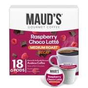 Maud's Decaf Raspberry Chocolate Flavored Coffee Pods | 18 ct, | Decaffeinated Medium Roast