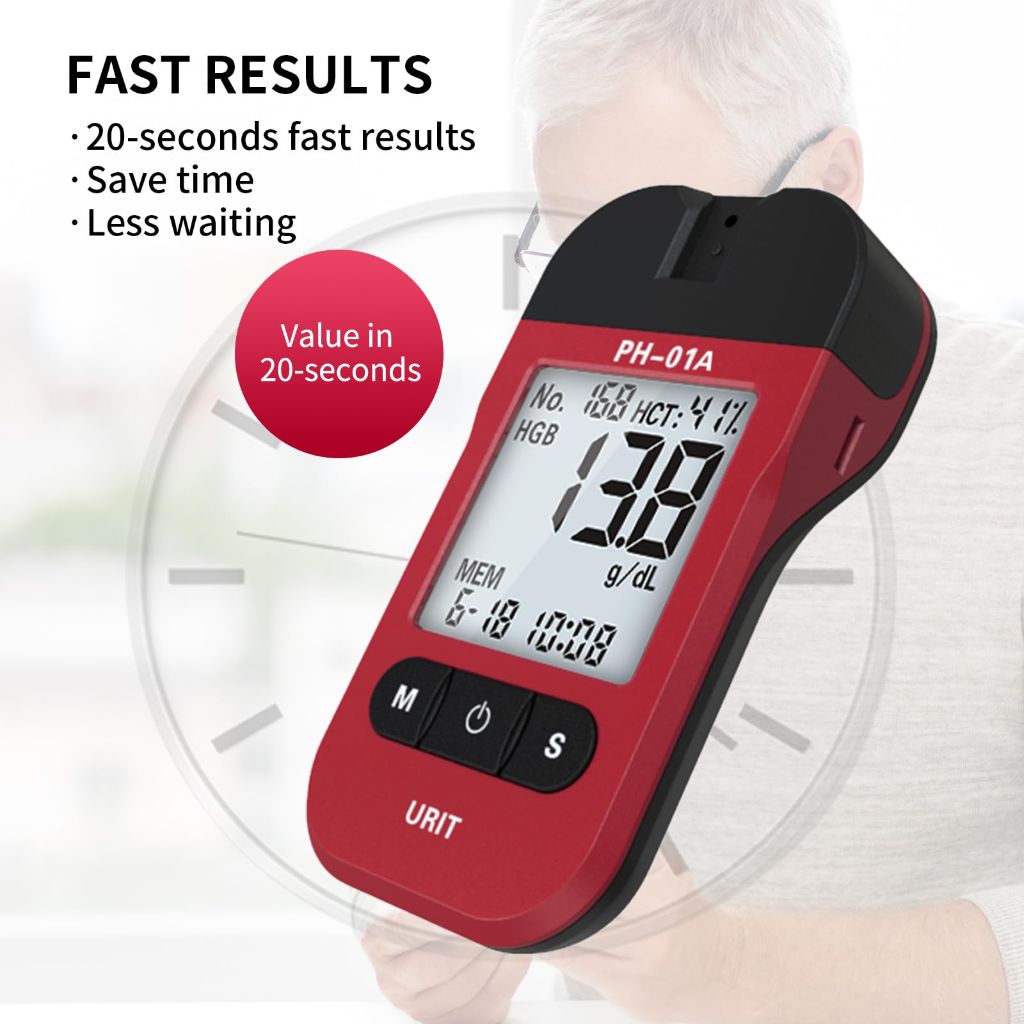 Hemoglobin Test Meter with 25 Test Strips for Home Use (PH-01A)