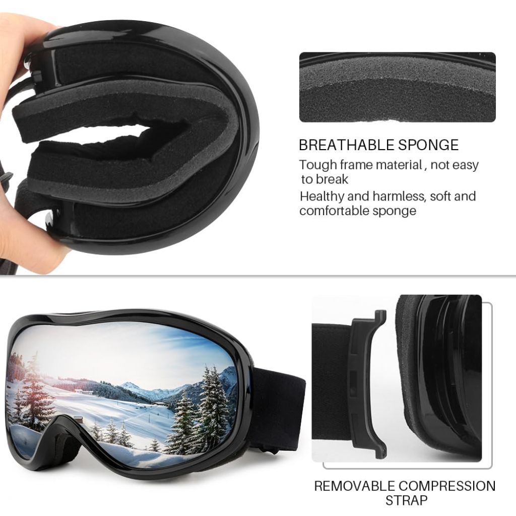 GGBuy Ski Goggles Frameless Windproof Snowboard Goggles 100% UV400 Protection