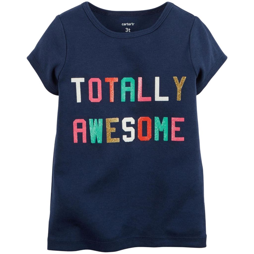 Carter's Baby Girls' Slogan Tee "Totally Awesome" - Blue, 18M
