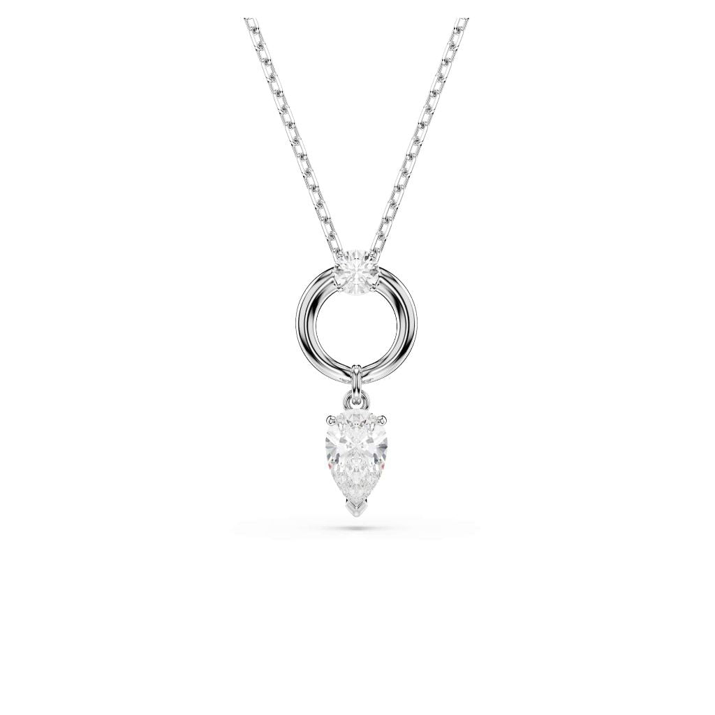 Swarovski Mesmera pendant, Pear cut - White, Rhodium plated