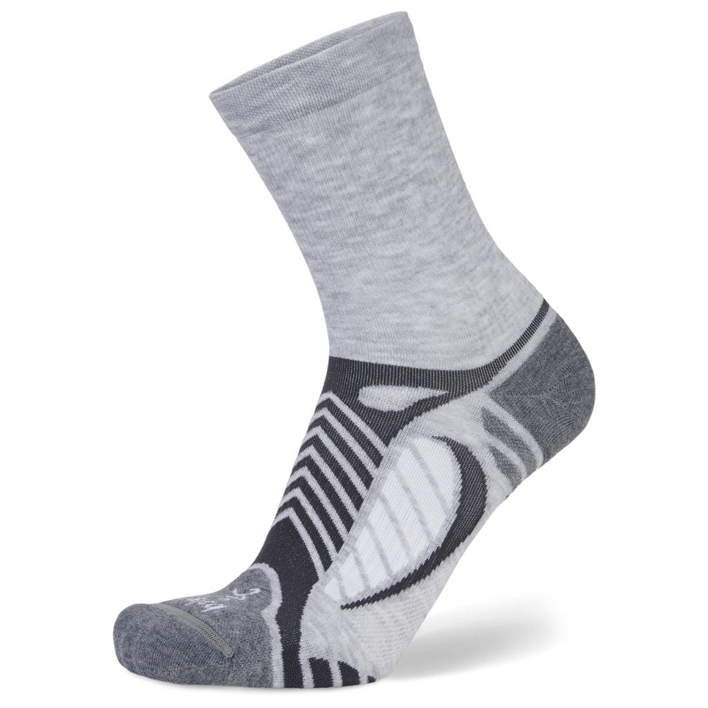 Balega Ultralight Lightweight Performance Crew Athletic Running Socks for Men and Women (1 Pair), Grey/White, X-Large