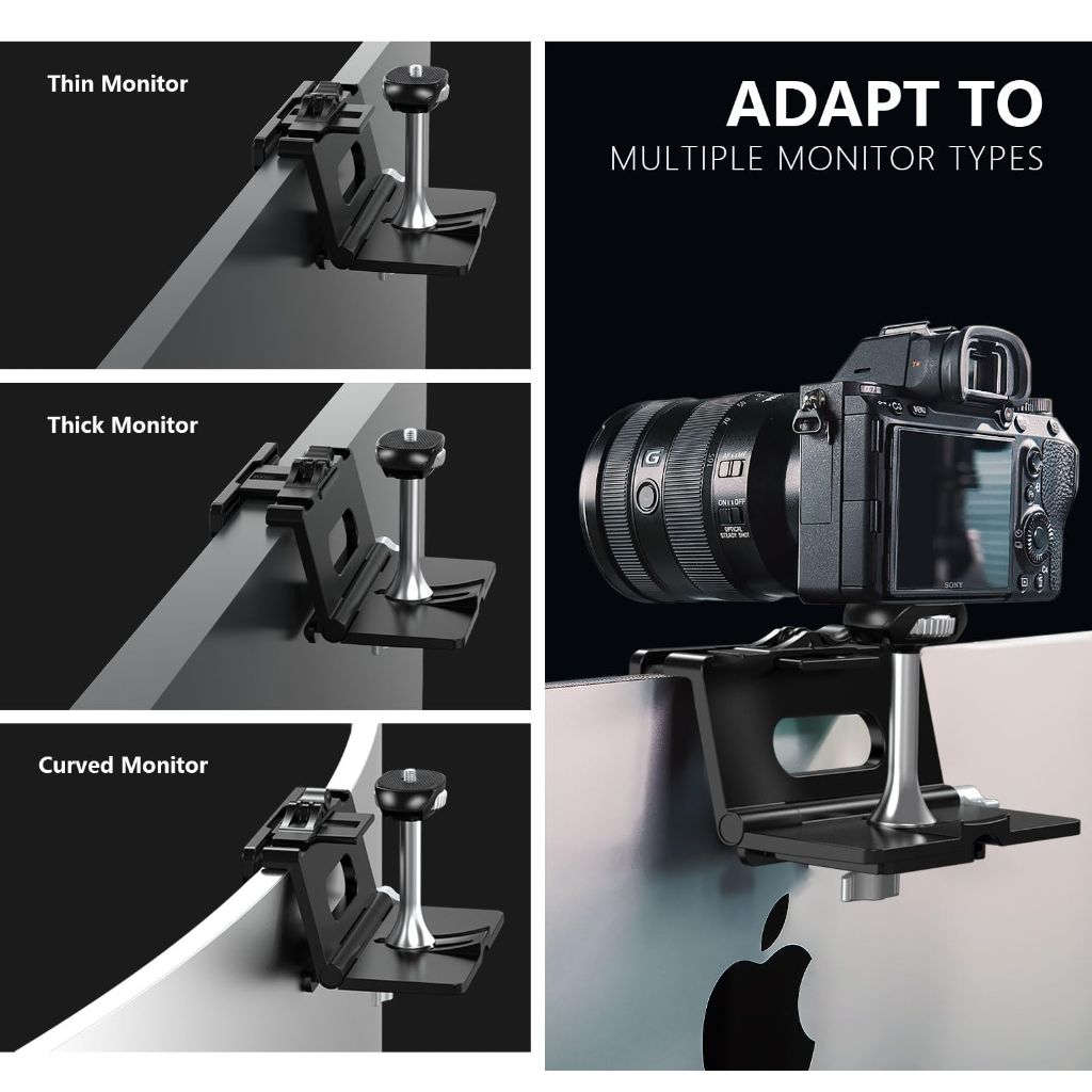 RAUBAY Monitor Camera Mount Stand with 1/4" Screw, MILC Monitor, Maximum Width up to 1.4"