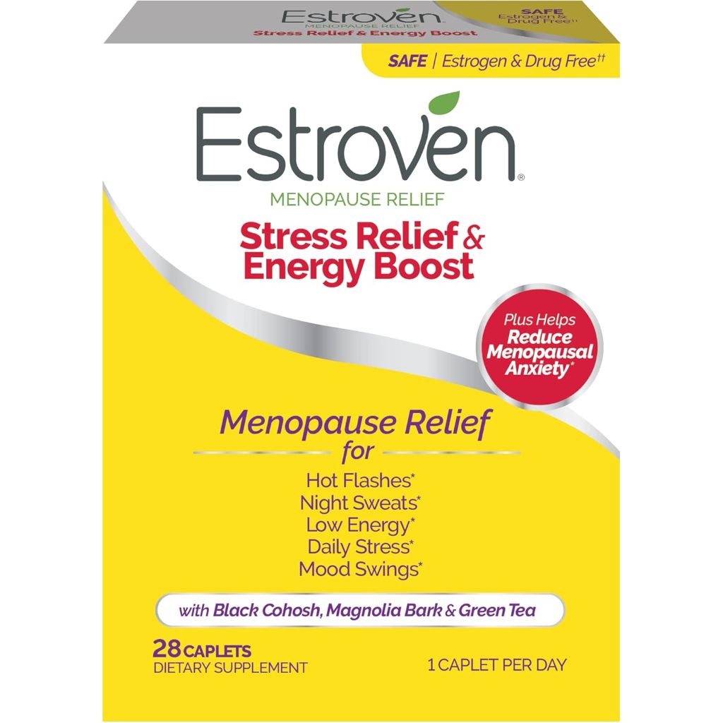 Estroven Menopause Relief Stress Relief & Energy Boost - 28 Caplets (3 Pack)