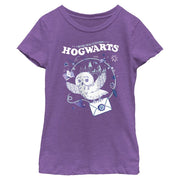 Harry Potter Girl's Hogwarts Messenger Owl T-Shirt - Pur Berry, XL