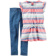 SZ 4, Carter's Girls 2 Pc Playwear Sets | Stripe