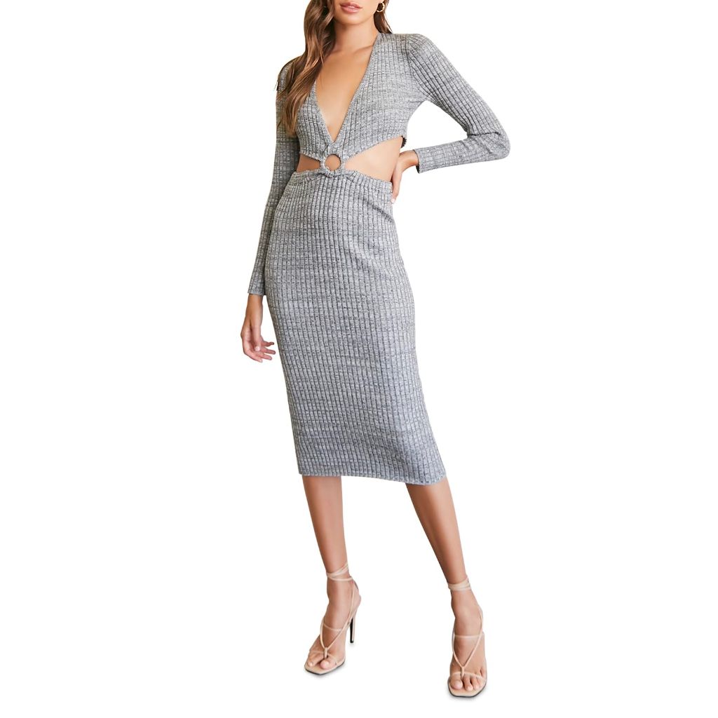 SZ S, Forever 21 Cutout Bodycon Dress Heather Grey