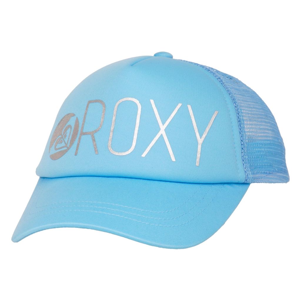 Roxy Girls Trendy Trucker Baseball Hat with Colorful Reggae Town Design, Adjustable Snapback, Breathable Mesh, and Durable Material, Baltic Sea, One Size