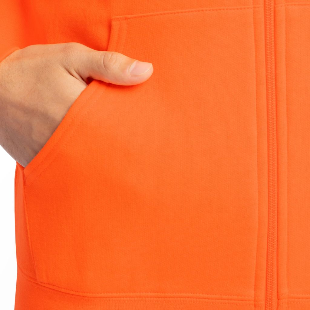Fruit of the Loom Unisex Adult EverSoft Fleece Full Zip Hoodie Sweatshirt, Safety Orange, Small