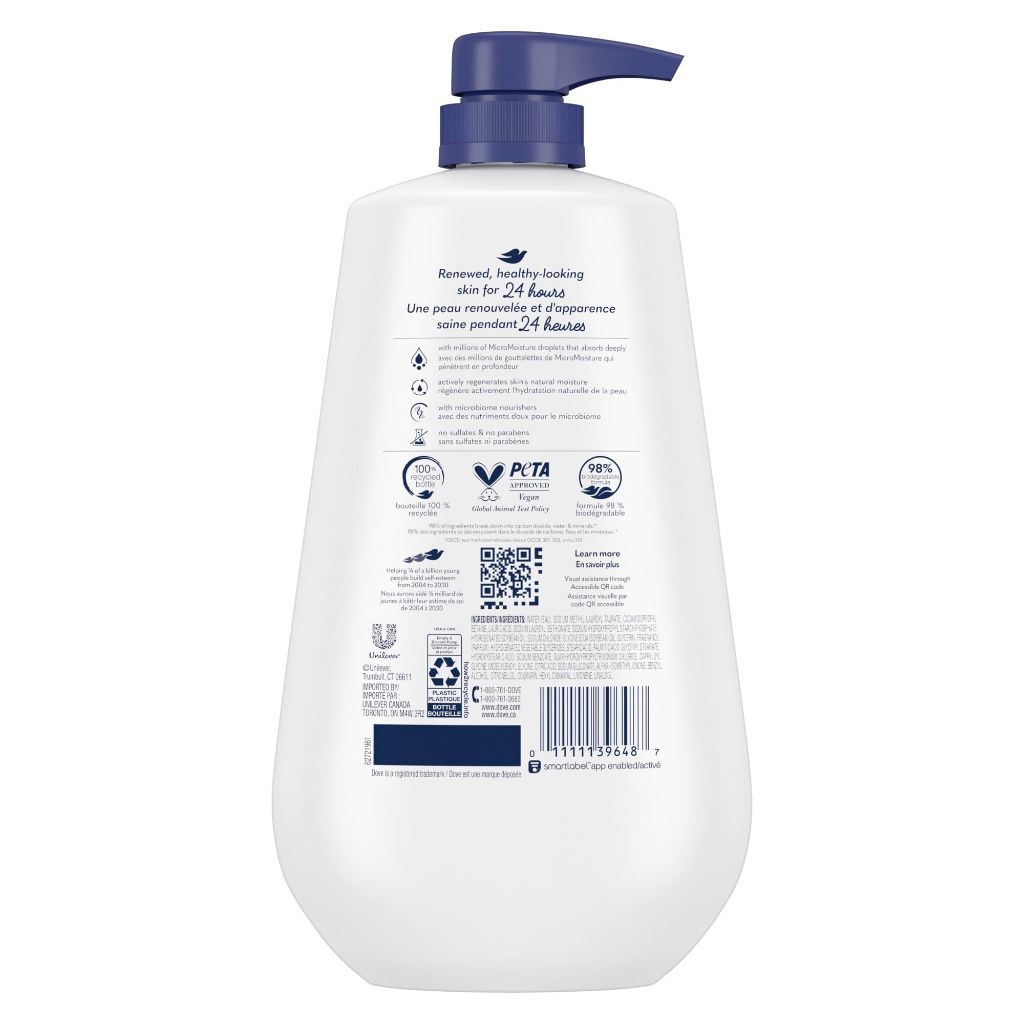 Dove Body Wash with Pump with Skin Natural  34 oz (Pack of 3)
