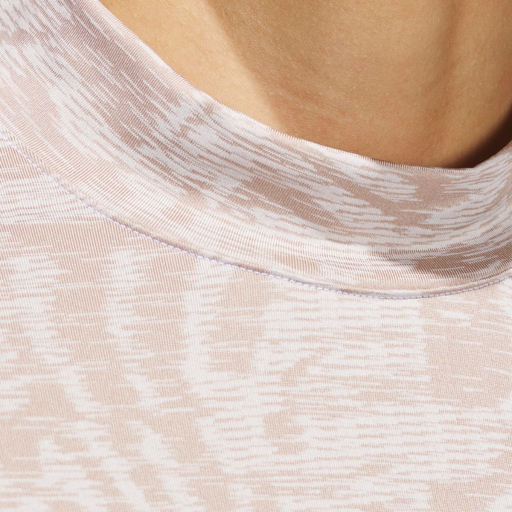 Adidas Women's Ultimate365 Jacquard Mock Neck Long Sleeve Shirt, White, Small