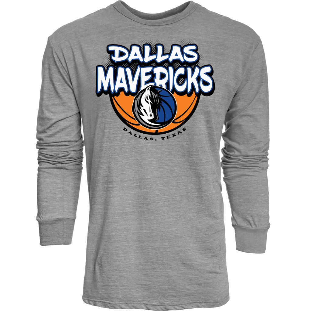 Dallas Mavericks NBA Officially Licensed Tri-Blend Long Sleeve T-Shirt Heather Gray, Medium