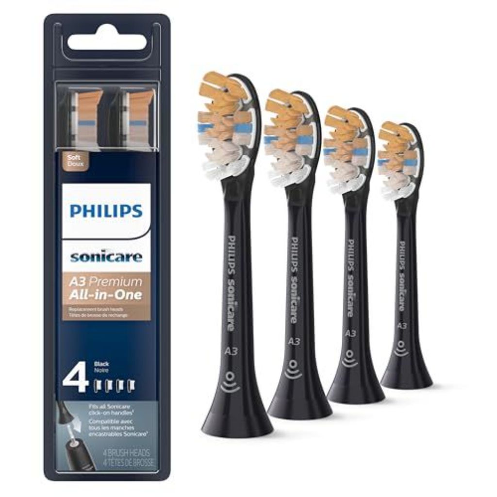 Philips Sonicare Premium All-in-One (A3) Replacement Toothbrush Heads - Black, 4ct