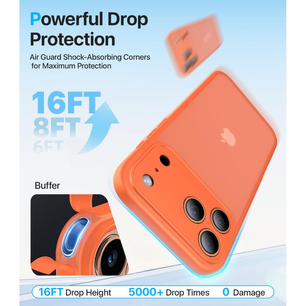 Anti-Yellow Soft-Touch Shockproof Slim Phone Case for iPhone 17 Pro Max, Orange