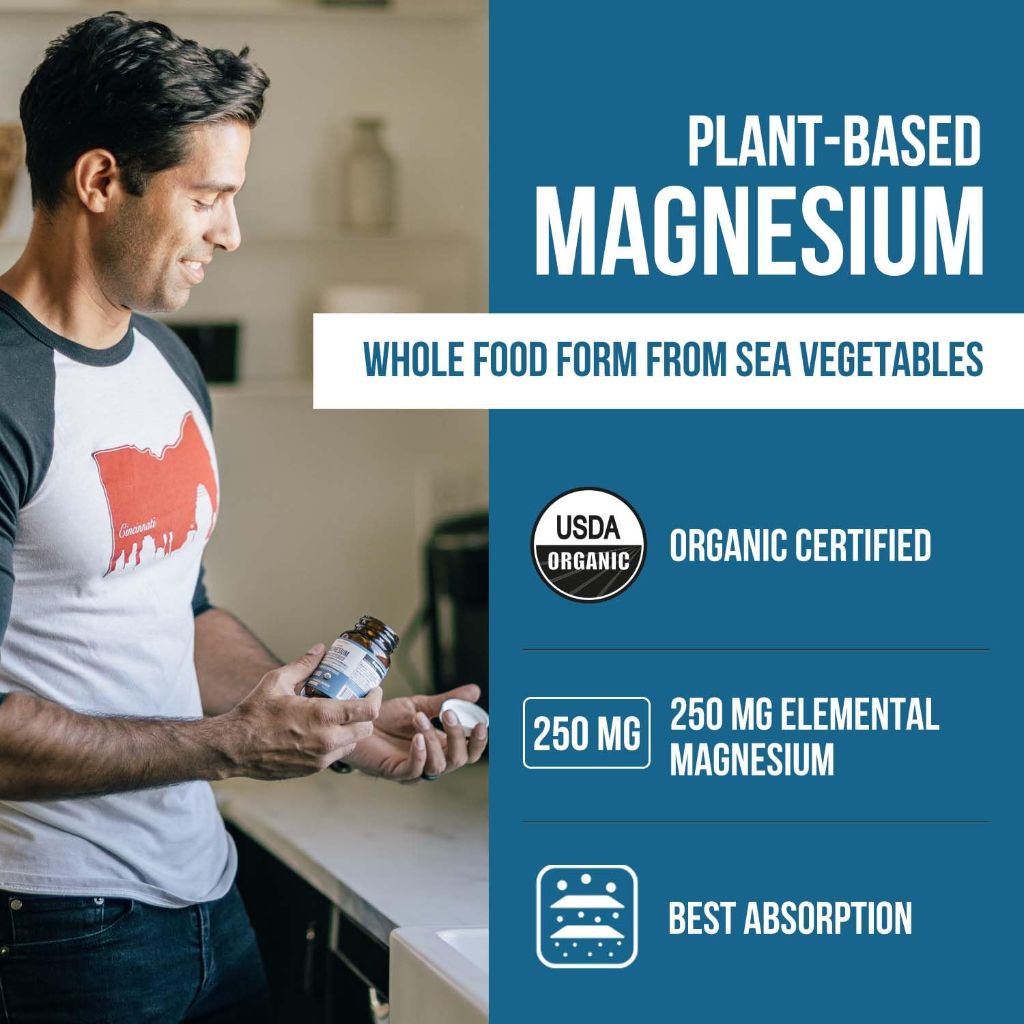 Organic Whole Food Magnesium Supplement - 250 mg Per Serving - 60 Capsules