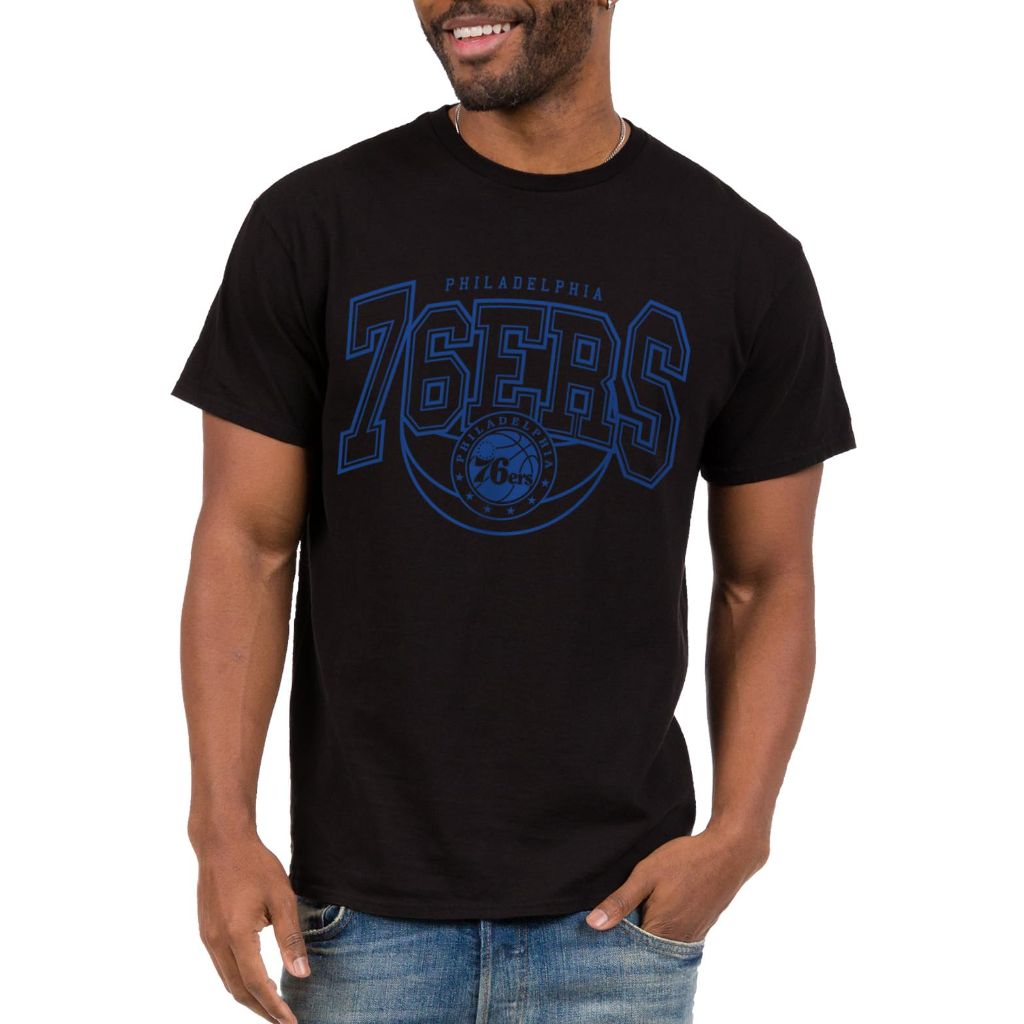 Philadelphia 76Ers NBA Monochromatic Logo Arch - Adult Short Sleeve Fan T-Shirt, Large