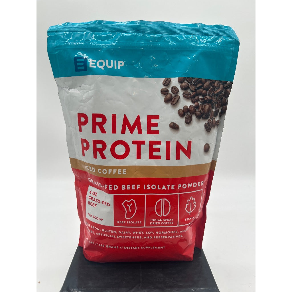 Equip Foods Prime Protein Powder, Grass-Fed Beef Isolate, Iced Coffee, 30 Servings