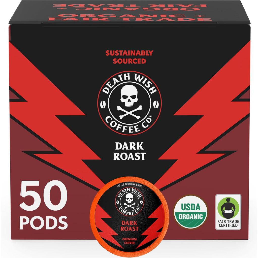 Death Wish Coffee Dark Roast Keurig K-Cup Coffee Pods, 50ct