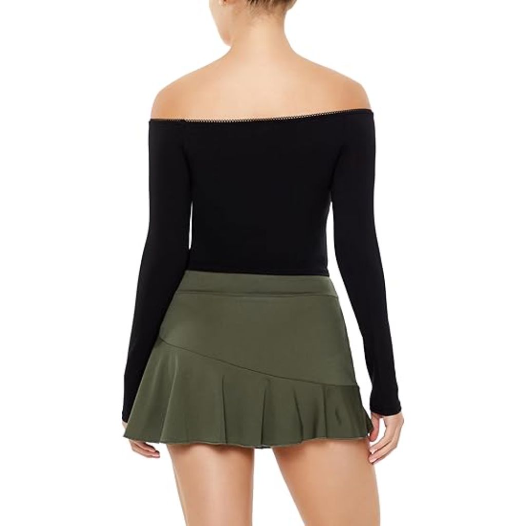 Forever 21 Women's Rosette Off-The-Shoulder Top - Black, Large
