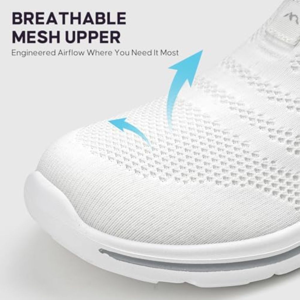 Men's Slip-On Laceless Walking Shoes - White, Size 10