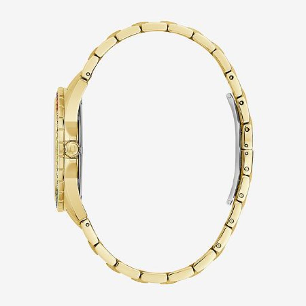 Bulova Men's Crystal Phantom Gold Tone Stainless Steel Watch Rainbow Crystal Bezel