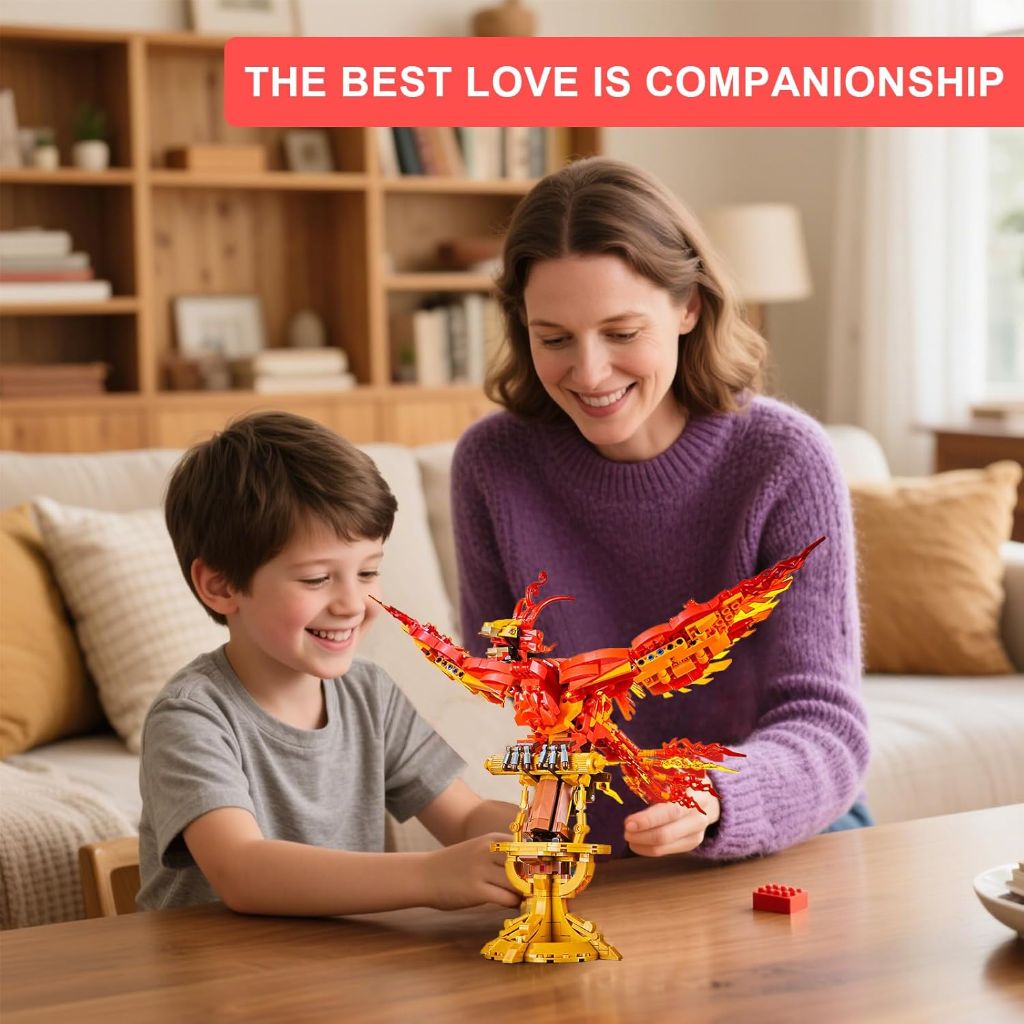 Magic Fire Phoenix Set Compatible with Lego, 938PCS Fire Phoenix Toy Collection Model for Adults, Christmas Birthday Gift for Kids Boys Girls