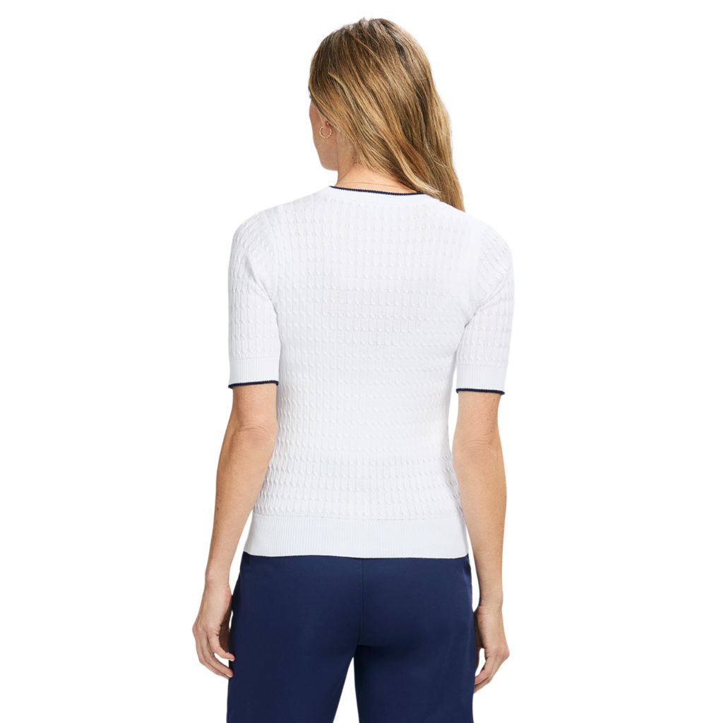 Izod Women's Short Sleeve Cardigan Sweater, Bright White, XX-Large