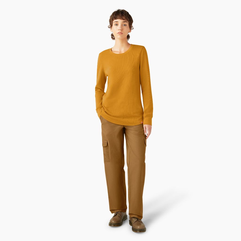 Dickies Women's Thermal Long Sleeve Shirt - Gold, XL