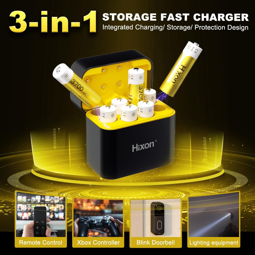 Hixon Rechargeable AA Batteries 12 Count, Lithium Batteries AA (No Charger)