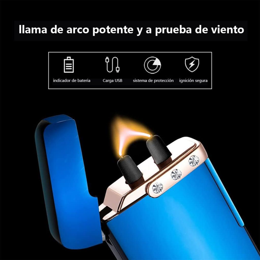 SKRFIRE Electric Lighter, Flame Arc Lighter, Plasma lighters Rechargeable Waterproof with 3 Rhinestones (ICY Blue)
