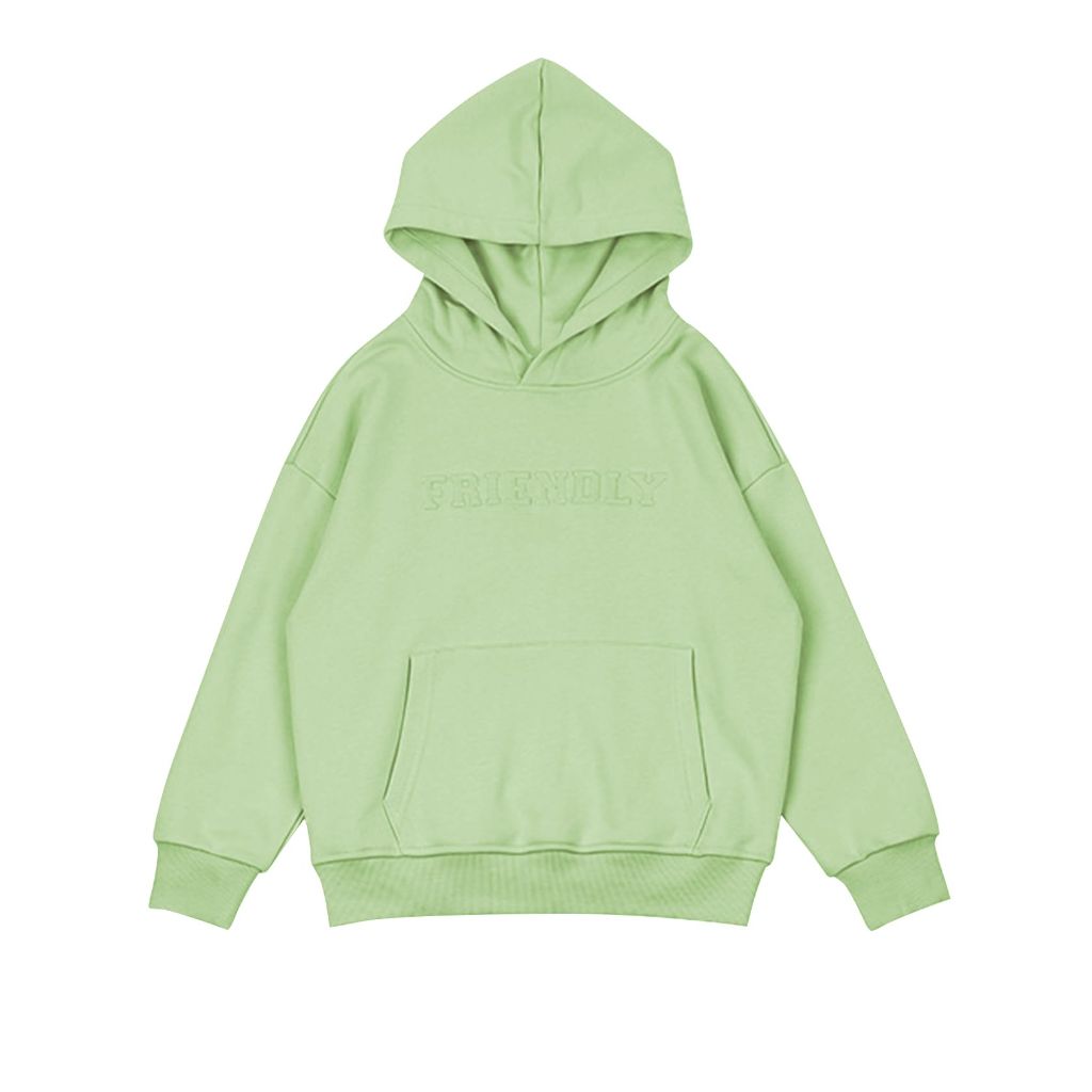 Flygo Kids Unisex Embossed Pullover Hoodie (Bean Green-XL)