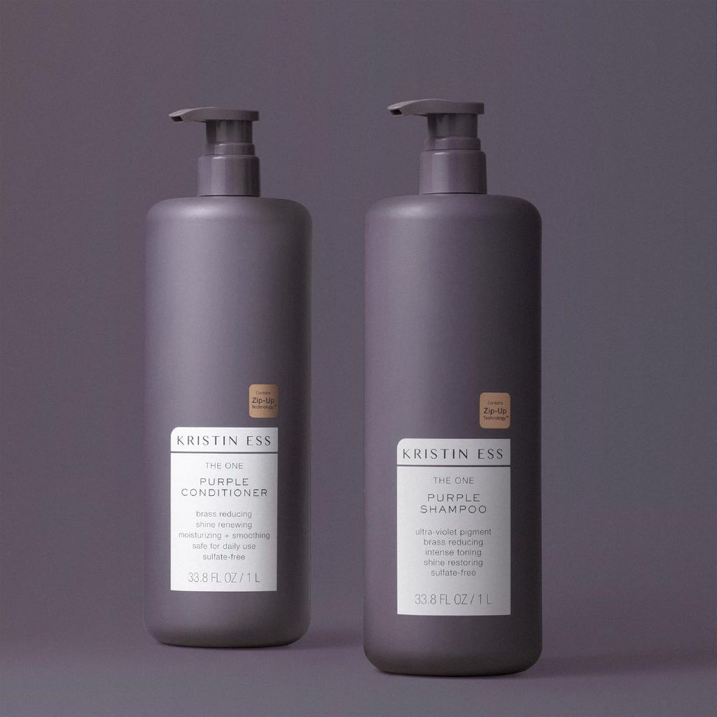 Kristin Ess The One Purple Shampoo and Conditioner Set, 33.8 fl oz/1 Liter